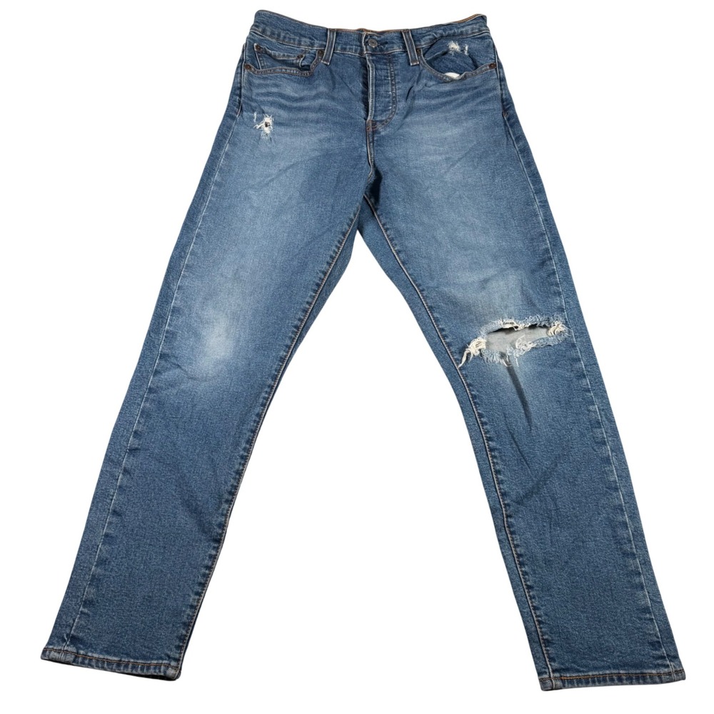 Levi's Wedgie Skinny Jeans Women‎ 31 (FITS 30x27) Blue Distressed Button Fly